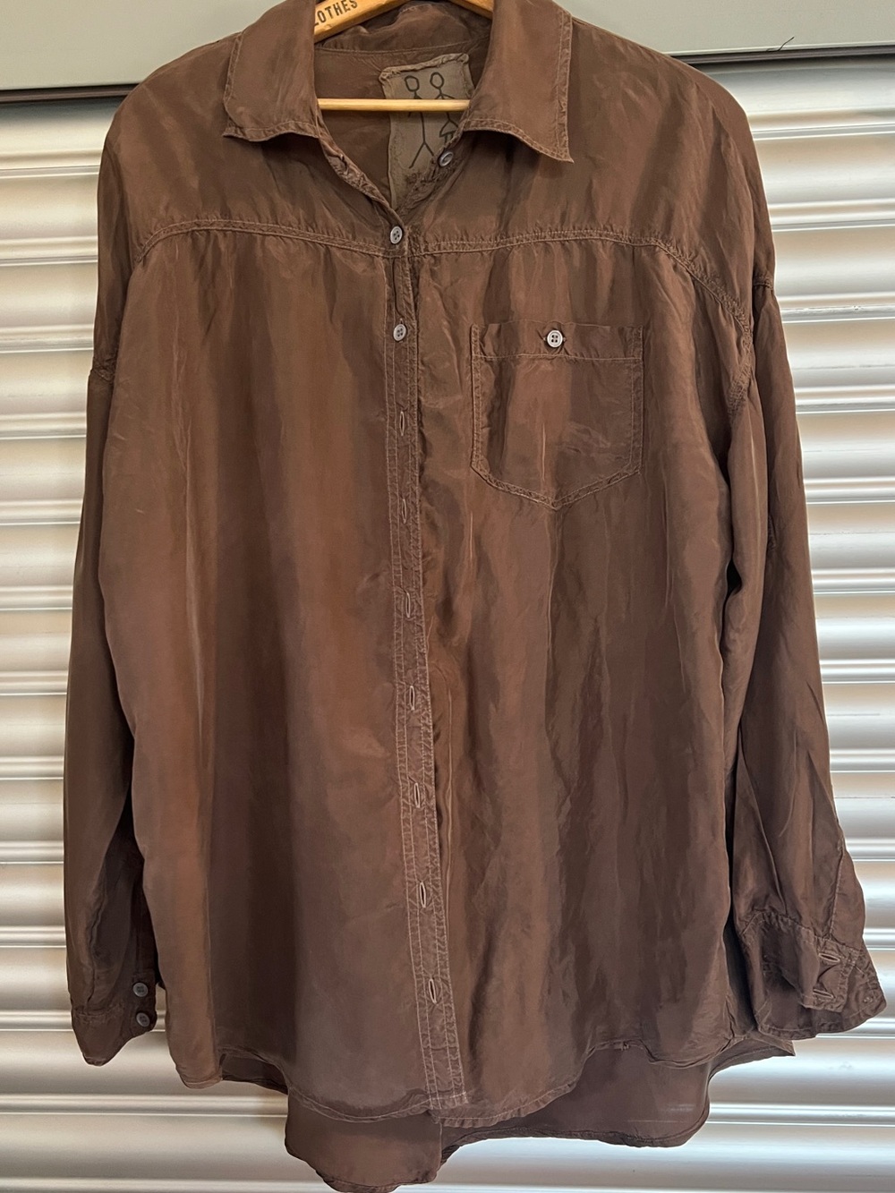 Vtg Johnny Was Pete & Greta Shirt Womens Small Brown Cupra Boho Oversized
